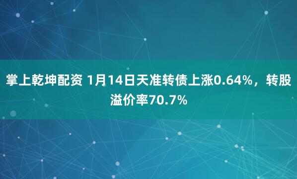 掌上乾坤配资 1月14日天准转债上涨0.64%，转股溢价率70.7%